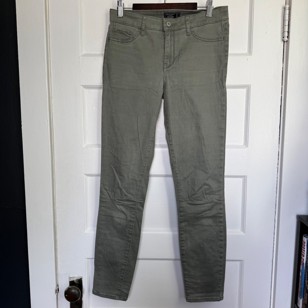 Abercrombie & Fitch Harper Low Rise Super Skinny Pants Olive Green Womens 27 4R